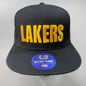 NEW NBA Ultra Game LA Lakers Snap Back Hat black yellow one size basketball